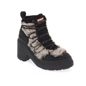 Hunter  Faux Fur Mid Lace Up Hiking Boots Women Size 9 US New  With Tag